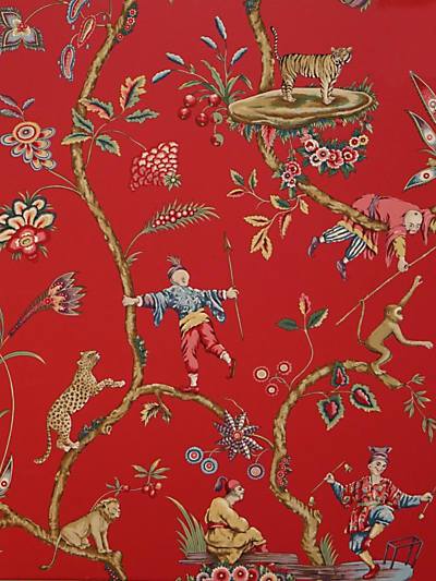 Chinoise Exotique - Tomato Wallpaper | Scalamandre 