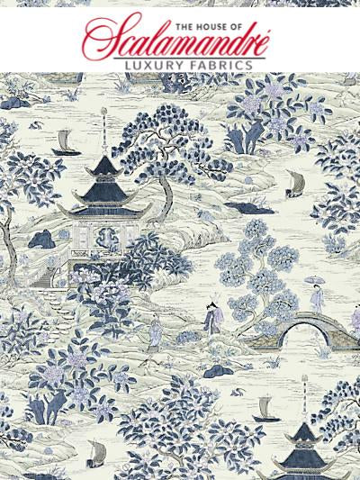 SATOMI HAND BLOCK PRINT - EVENING BLUE - FABRIC - 16624-003 at Designer Wallcoverings and Fabrics, Your online resource since 2007