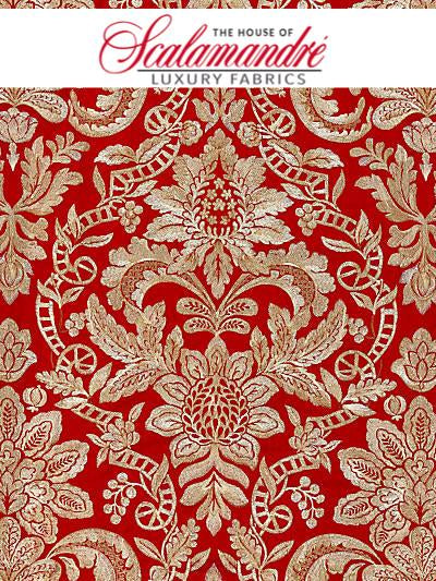 ELIZABETH DAMASK EMBROIDERY - CARNELIAN - FABRIC - 27086-003 at Designer Wallcoverings and Fabrics, Your online resource since 2007