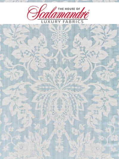 METALLINE DAMASK - BLUESTONE - Scalamandre Fabrics, Fabrics - 27136-003 at Designer Wallcoverings and Fabrics, Your online resource since 2007