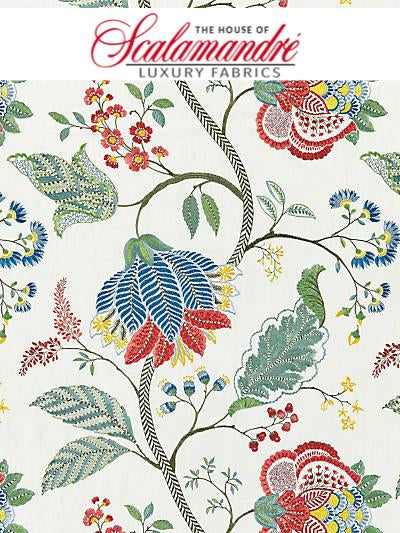 PALAMPORE EMBROIDERY - BLOOM - Scalamandre Fabrics, Fabrics - 27175-003 at Designer Wallcoverings and Fabrics, Your online resource since 2007