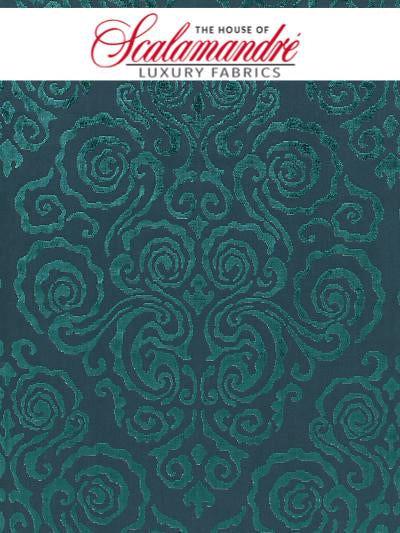 CIRRUS VELVET DAMASK - EMERALD - Scalamandre Fabrics, Fabrics - 27219-003 at Designer Wallcoverings and Fabrics, Your online resource since 2007