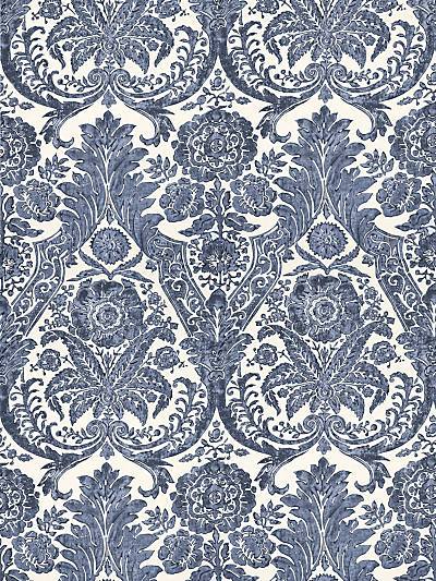 LUCIANA DAMASK PRINT - DENIM - SCALAMANDRE WALLPAPER - SC_0003WP88354 at Designer Wallcoverings and Fabrics, Your online resource since 2007