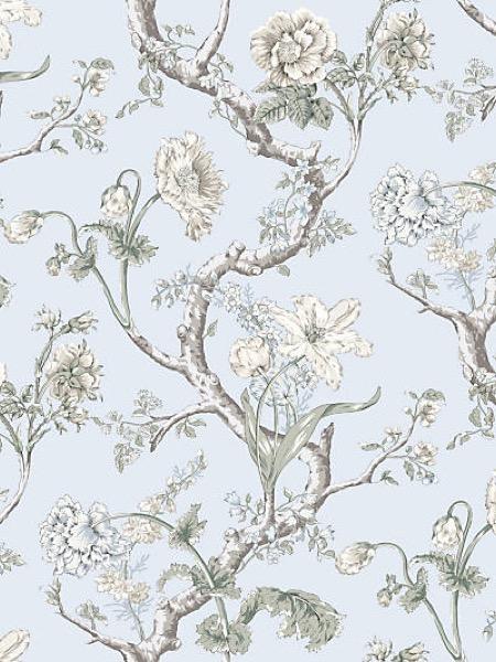 ANDREW JACKSON FLORAL - SKYLIGHT - SCALAMANDRE WALLPAPER - SC_0003WP88432 at Designer Wallcoverings and Fabrics, Your online resource since 2007