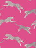 Scalamandre LEAPING CHEETAH WALLPAPER - Bubble Gum Pink - Designer Wallcoverings and Fabrics