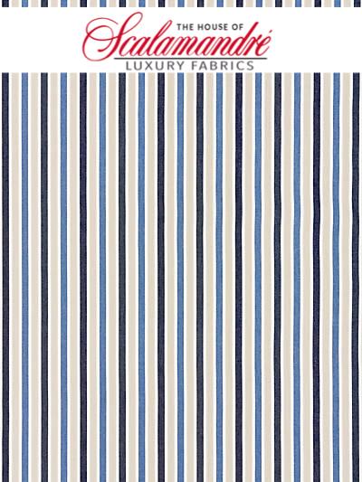 LEEDS COTTON STRIPE - INDIGO - FABRIC - 27114-004 at Designer Wallcoverings and Fabrics, Your online resource since 2007