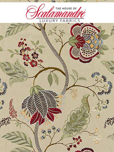 PALAMPORE EMBROIDERY - CINNAMON - Scalamandre Fabrics, Fabrics - 27175-004 at Designer Wallcoverings and Fabrics, Your online resource since 2007