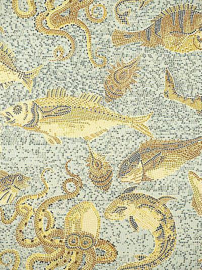 Mikonos - Ochres & Aqua Wallpaper | Scalamandre 