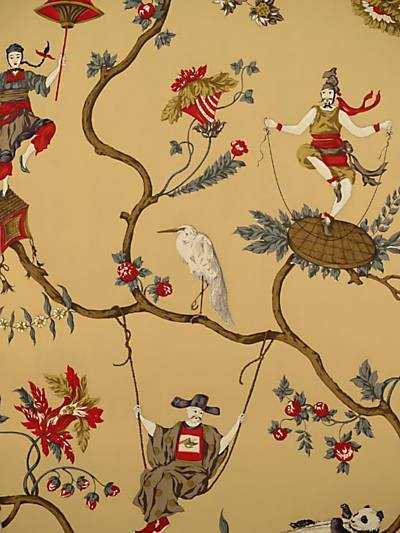 Ming Circus - Multi On Tea Wallpaper | Scalamandre 