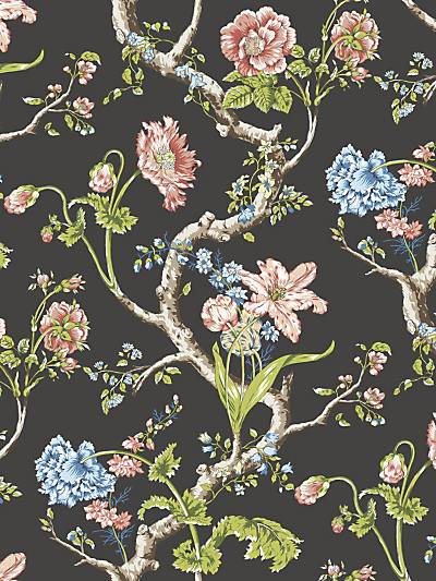 ANDREW JACKSON FLORAL - NOIR - SCALAMANDRE WALLPAPER - SC_0004WP88432 at Designer Wallcoverings and Fabrics, Your online resource since 2007