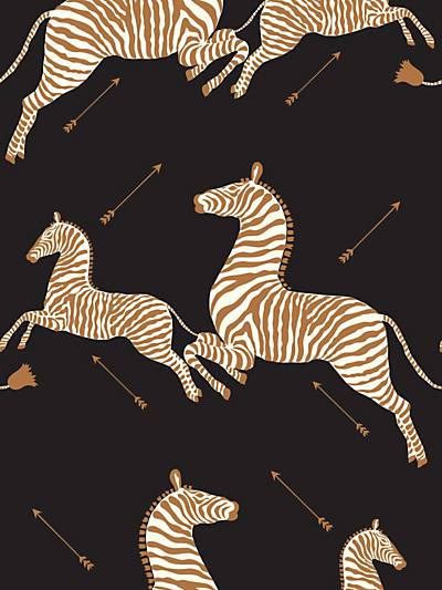 Zebras Vinyl - Black | Scalamandre Wallcovering | Scalamandre