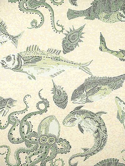 Mikonos - Green & Eggshell Wallpaper | Scalamandre 