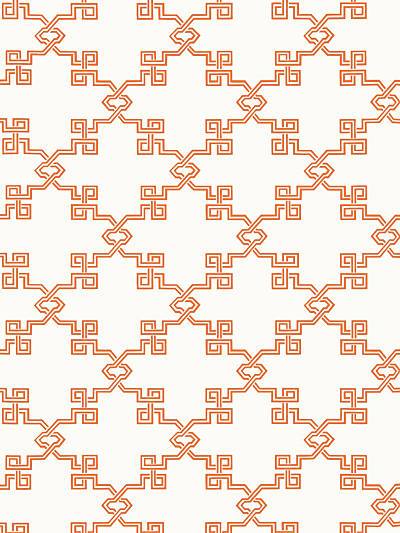 Suzhou Lattice - Coral Wallpaper | Scalamandre 