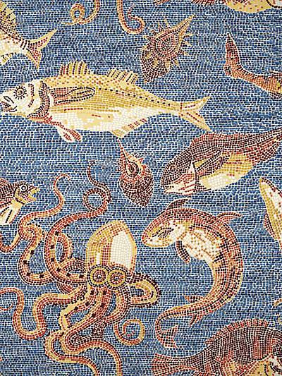 Mikonos - Rust & Blue Wallpaper | Scalamandre 