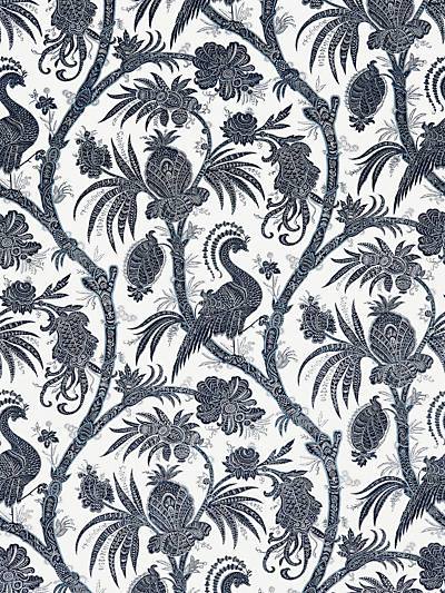 Balinese Peacock - Indigo Wallpaper | Scalamandre 