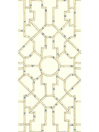 Baldwin Bamboo - Linen & Blue On Ecru Wallpaper | Scalamandre 