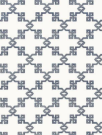 Suzhou Lattice - Marine Blue Wallpaper | Scalamandre 