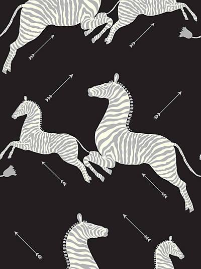 Zebras - Black & Silver | Scalamandre Wallcovering | Scalamandre
