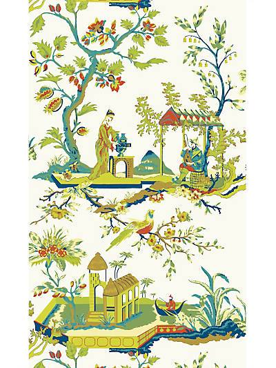 Ch'In Ling - Multicolor On Ivory Wallpaper | Scalamandre 