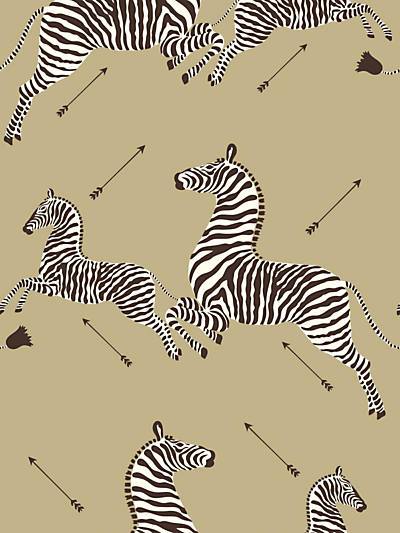 Zebras Vinyl Wallpaper - Gold | Scalamandre Wallpaper | Scalamandre 