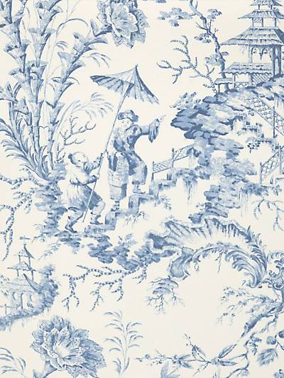 Pillement Toile - China Blue Wallpaper | Scalamandre 