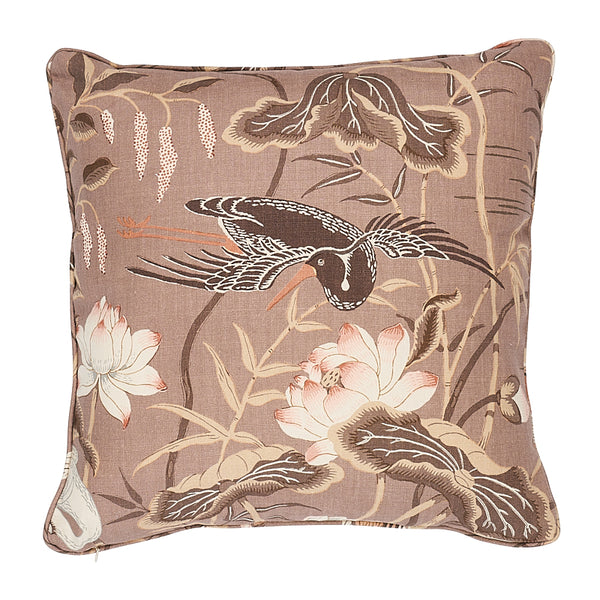 Lotus Garden 22" Pillow Mocha | Schumacher Pillows