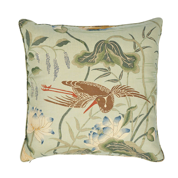 Lotus Garden 22" Pillow Aqua | Schumacher Pillows
