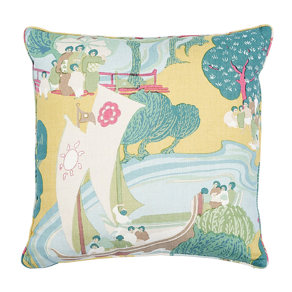 Pearl River 22" Pillow Yellow | Schumacher Pillows