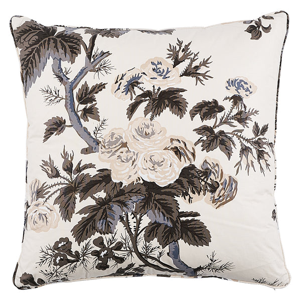 Pyne Hollyhock 22" Pillow Charcoal | Schumacher Pillows