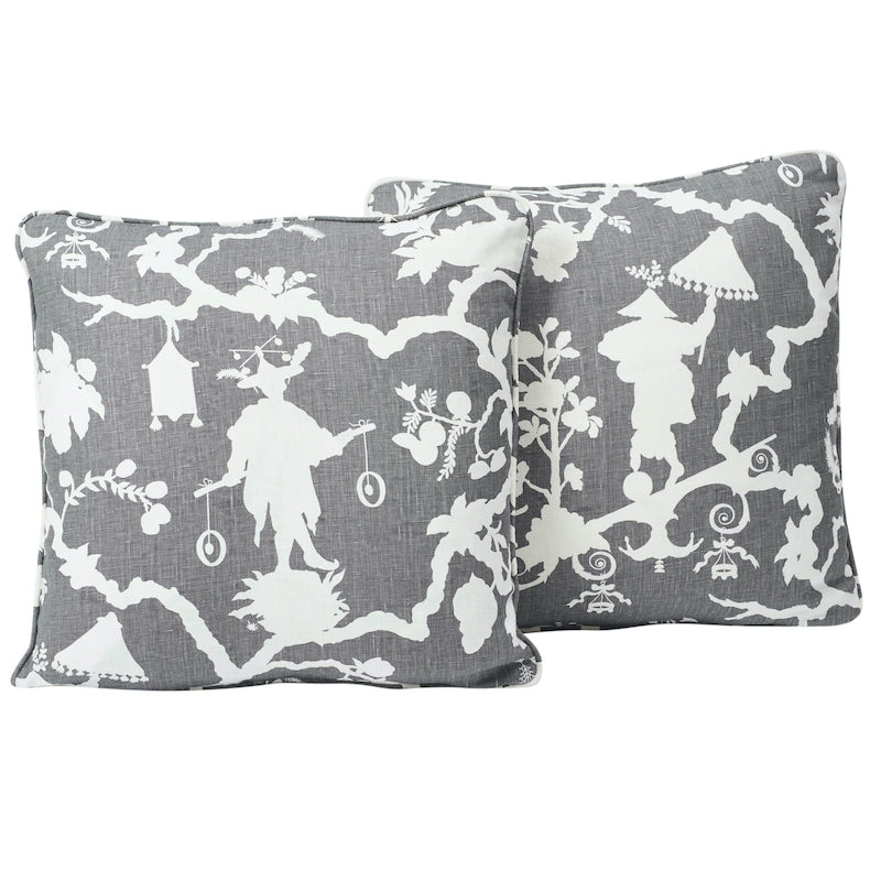 SHANTUNG SILHOUETTE 18" PILLOW Gray