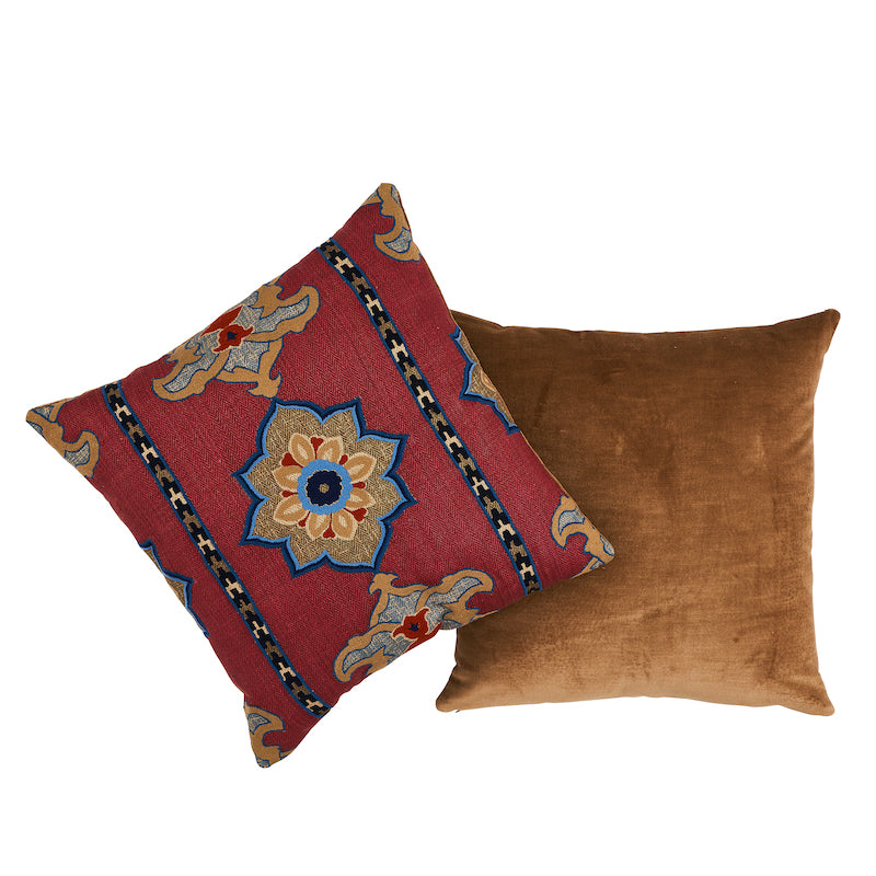 TEMARA EMBROIDERED 22" PILLOW Pomegranate