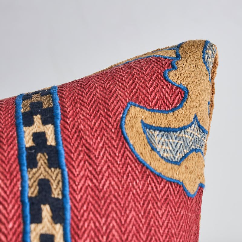 TEMARA EMBROIDERED 22" PILLOW Pomegranate