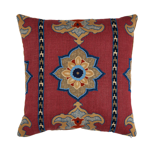 Temara Embroidered 22" Pillow Pomegranate | Schumacher Pillows