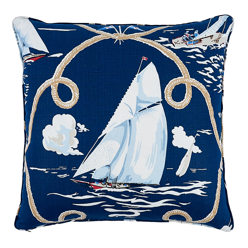 Summer Regatta Linen 24" Pillow Navy