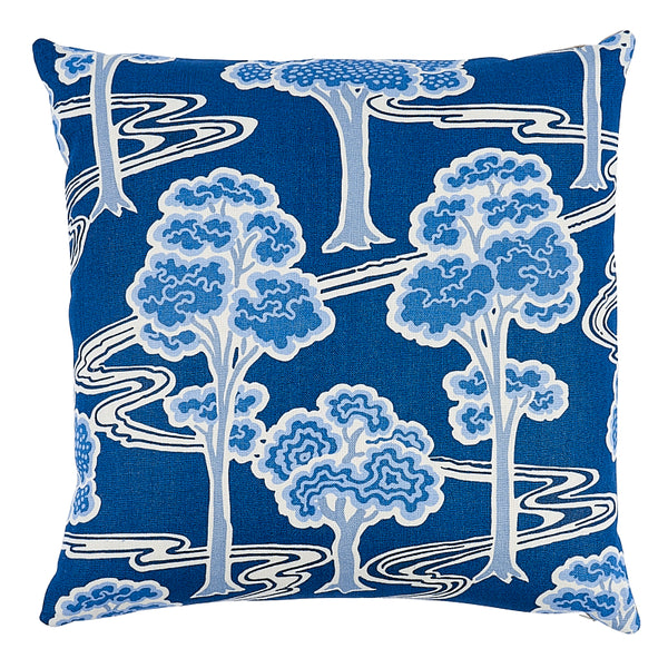 Tree River Pillow Blue&White | Schumacher Pillows