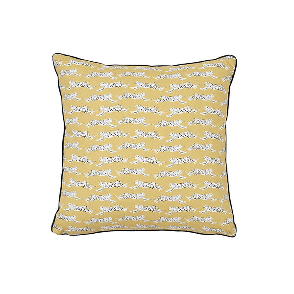 Leaping Leopards Pillow Yellow | Schumacher Pillows