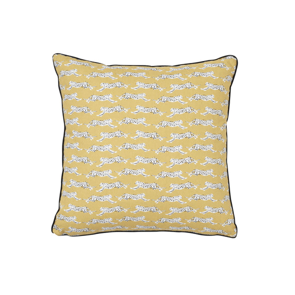 Leaping Leopards 16" Pillow Yellow | Schumacher Pillows