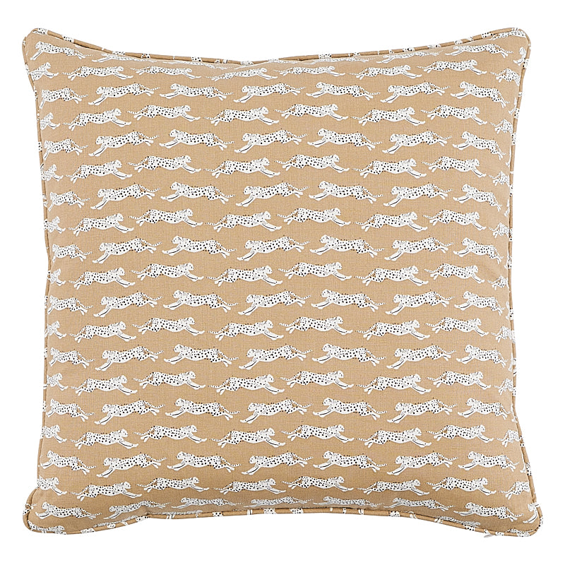 LEAPING LEOPARDS 18" PILLOW Sand