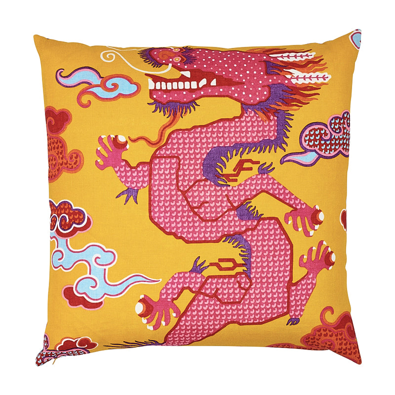 MAGICAL MING DRAGON 20" PILLOW Yellow&Red