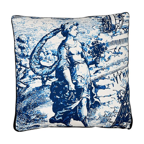 Modern Toile 20" Box Pillow Indigo | Schumacher Pillows
