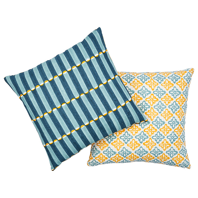 PATTEE & LUNA 22" PILLOW Tumeric&Blue