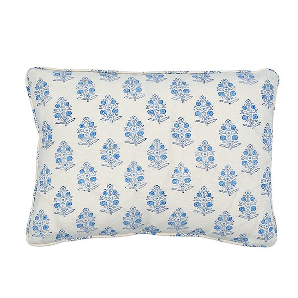 Aditi Hand Blocked Print Pillow Blue&White | Schumacher Pillows