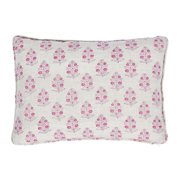 Aditi Hand Blocked Print Pillow Pink | Schumacher Pillows