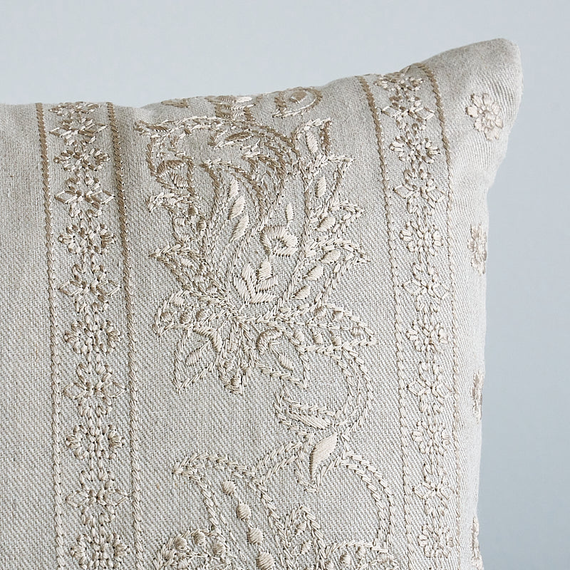 JAIPUR LINEN EMBROIDERY PILLOW Flax