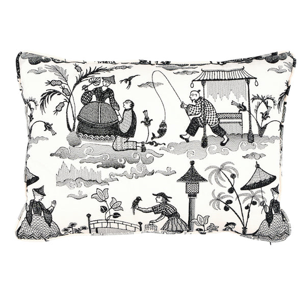 Bassano Toile Pillow Black | Schumacher Pillows
