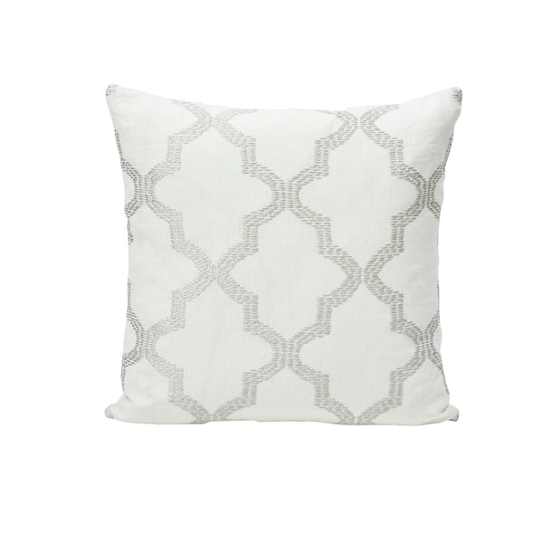 Tangier Embroidery 18" Pillow Silver | Schumacher Pillows
