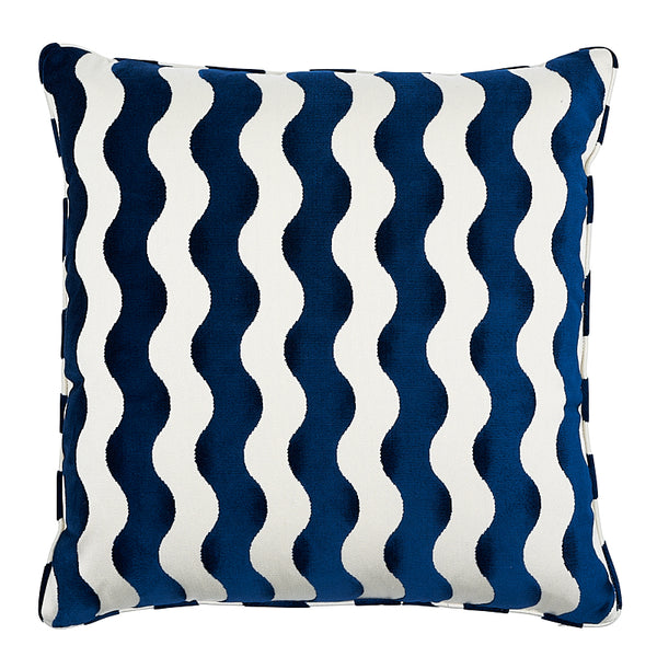 The Wave 24" Pillow Navy | Schumacher Pillows