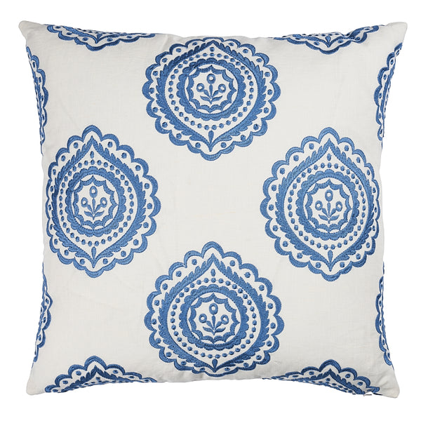 Olana Embroidery 22" Pillow Blue | Schumacher Pillows