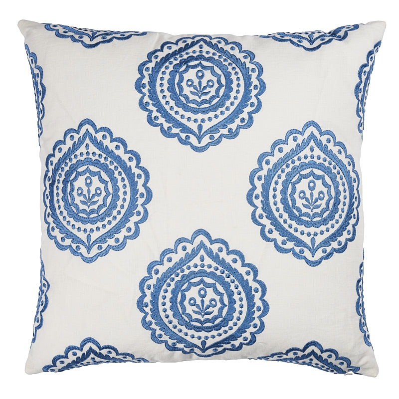 Olana Embroidery 22" Pillow Blue