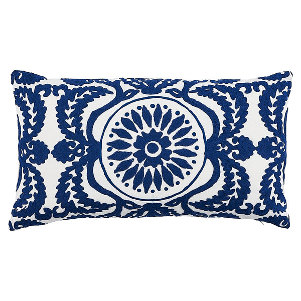 Castanet Embroidery Pillow Cobalt | Schumacher Pillows